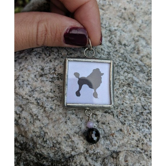 Handmade Soldered Glass Poodle Dog Charm Pendant - Picture 4 of 7